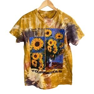 Sunflowers Tie Dye Graphic T-Shirt‎ Small Art Tee Indie Boho Earthy Hippie